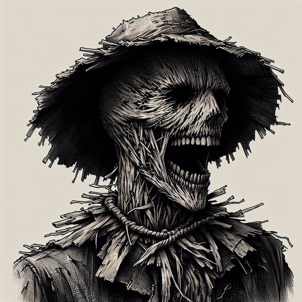 Grotesque Scarecrow: A Horror Engraving