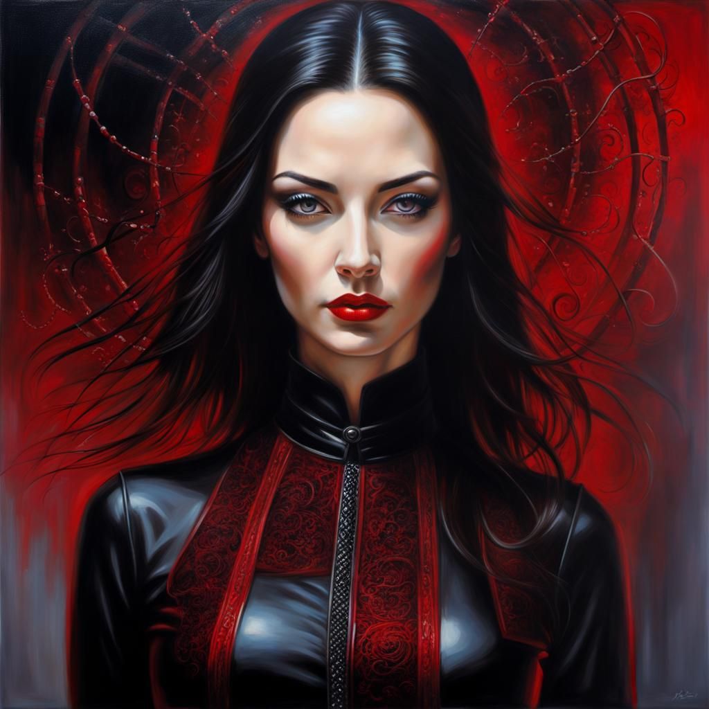 Matrix Inspired Woman in Gothic Oil Painting