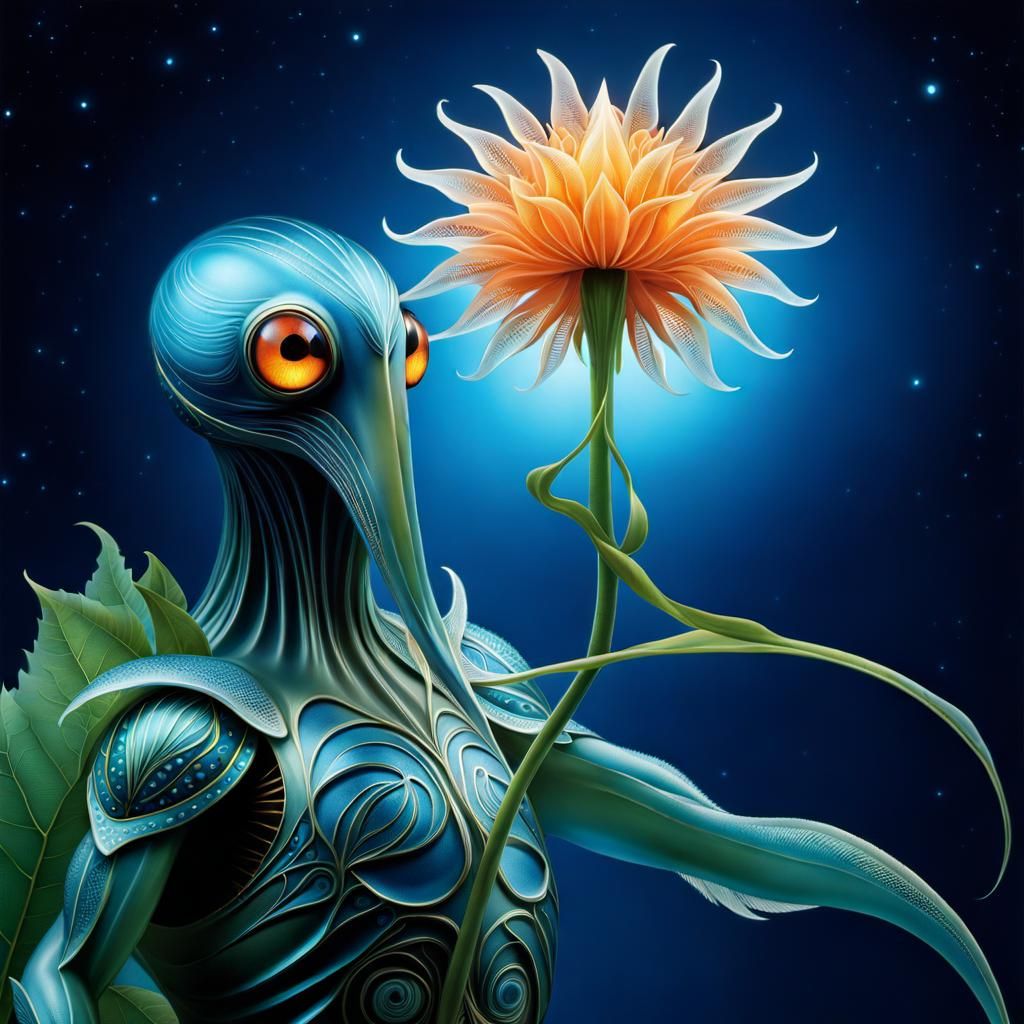 Stunning Zoomorphic Fantasy Creature Illuminated by Delicate...