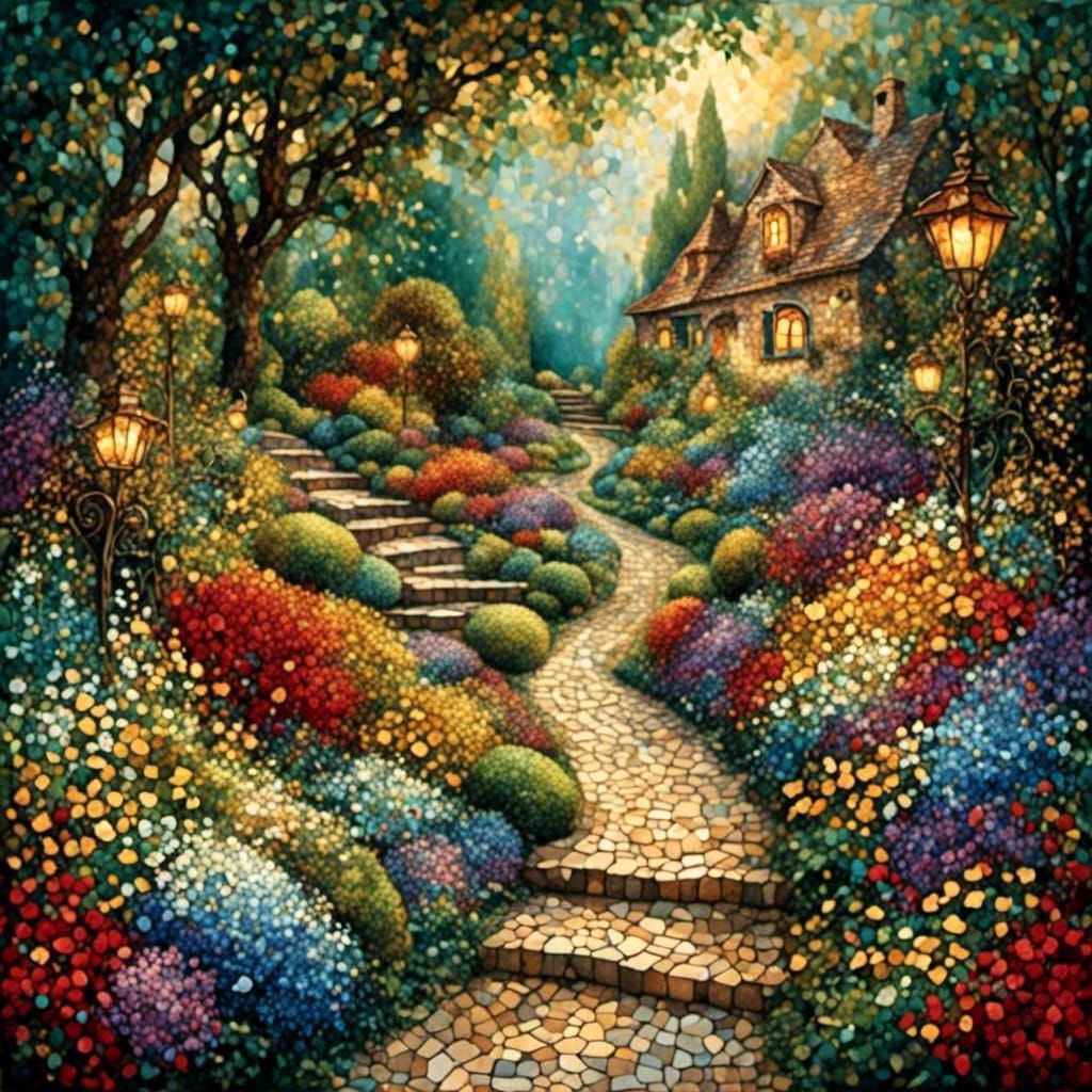 <lora:Pointillism-A:1.0> Wonderful garden path!