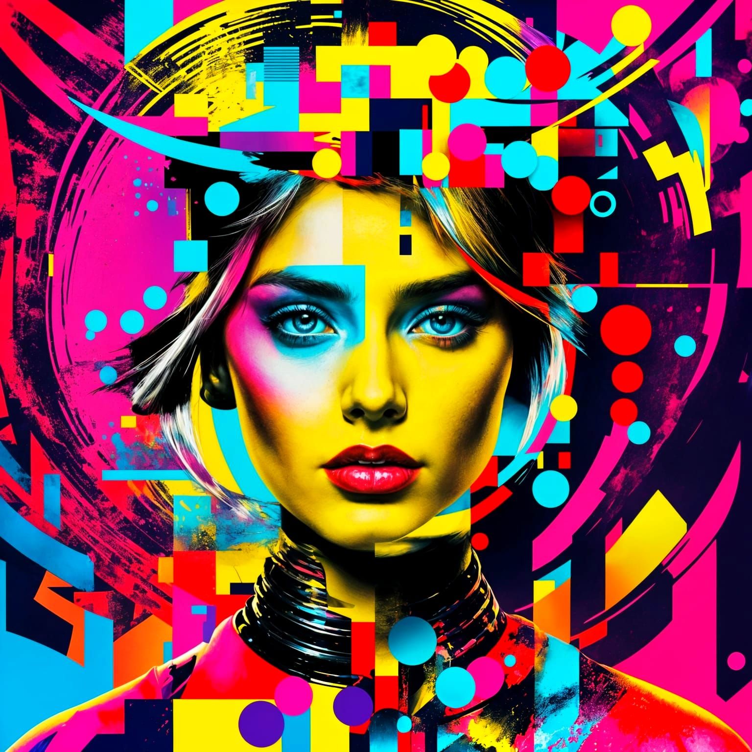Vibrant Pop-Art Portrait in Triadic Colors