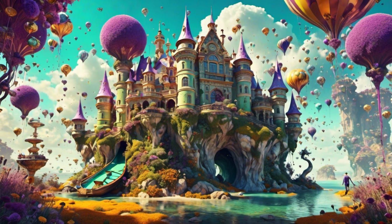 Psychedelic Fantasy Castle in a Surreal Style