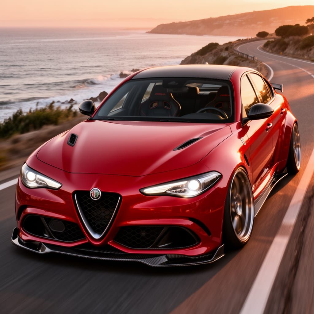 Aggressive Alfa Romeo Giulia Sport in Rosso Red