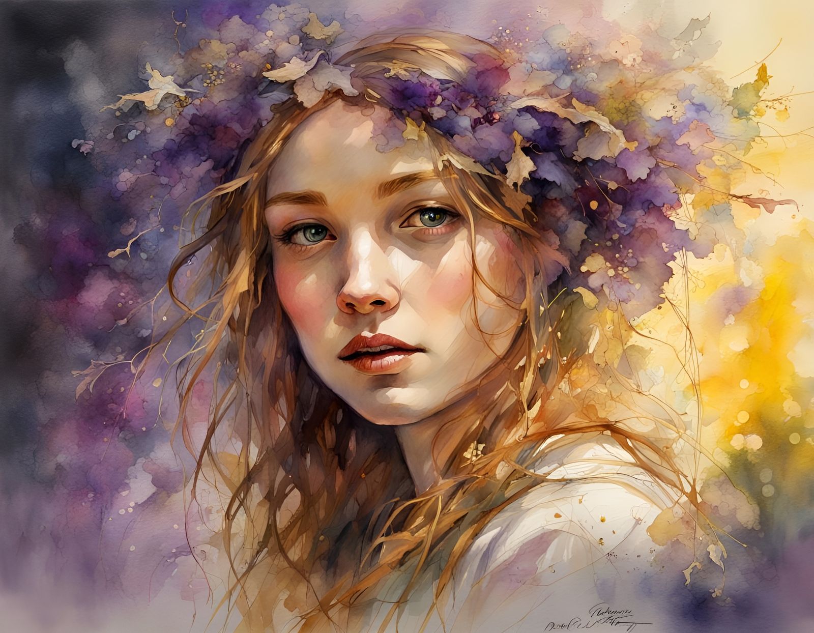 Heavenly Light Rays in Watercolor Style