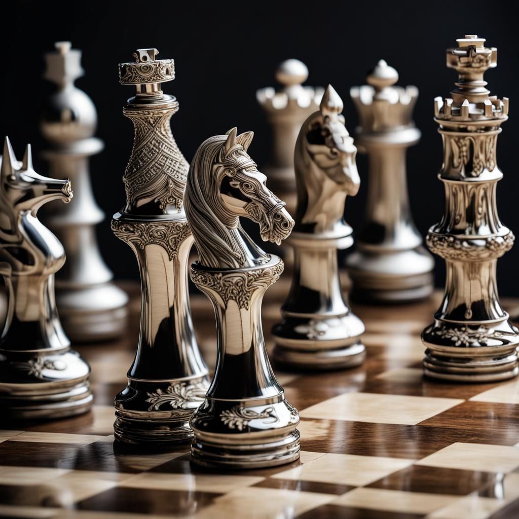 Chess Pieces Attack Castle in Intricate Detail