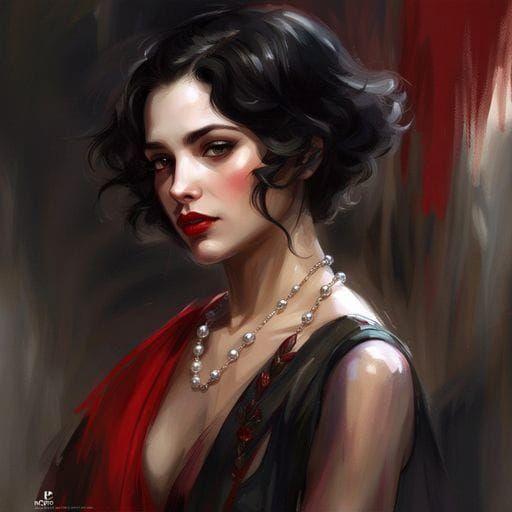 Glamorous Dark-Haired Woman in 1920s Style