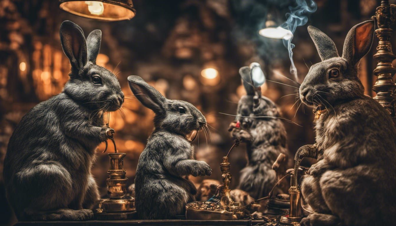 rabbits smoking hookah