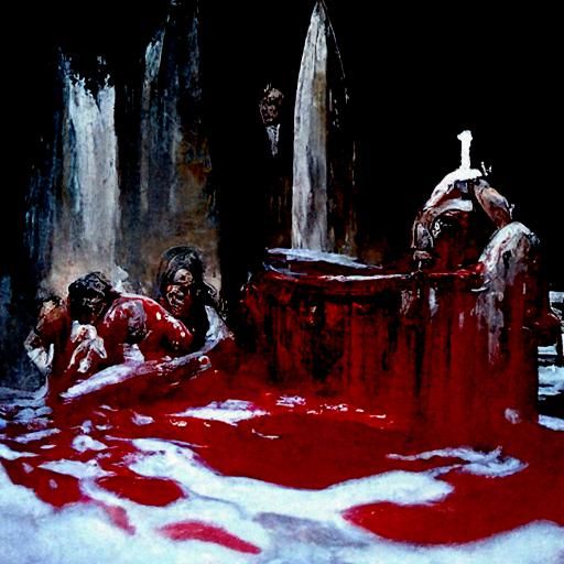 Blood Bath Oil Painting in Gurney Style