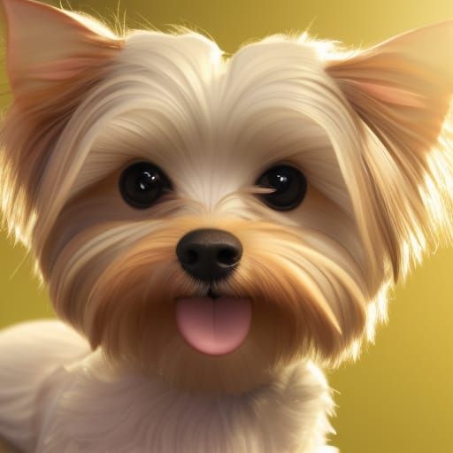 Happy Maltese Yorkie Dog, Detailed 3D Render