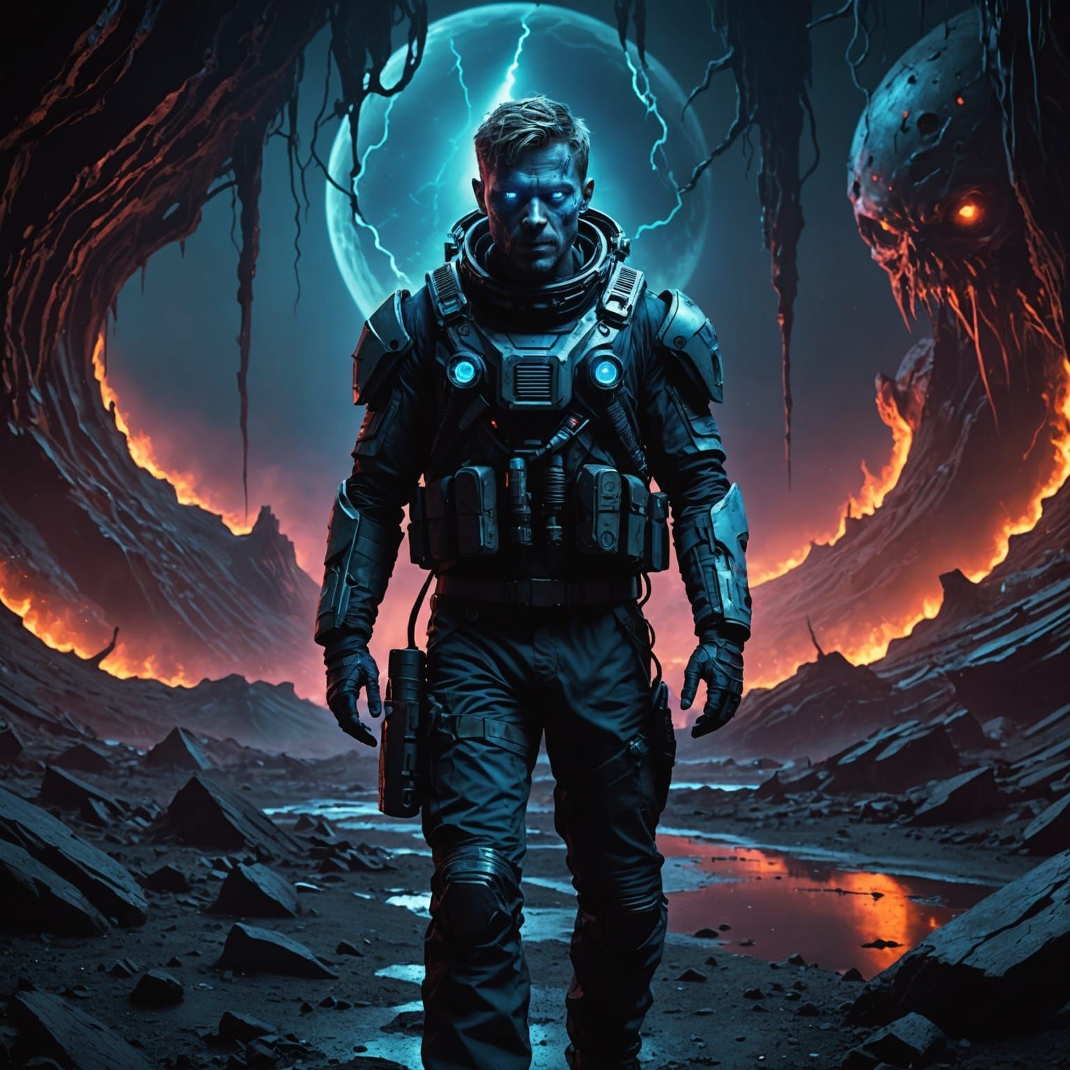 Terrified Space Explorer on a Horror Planet