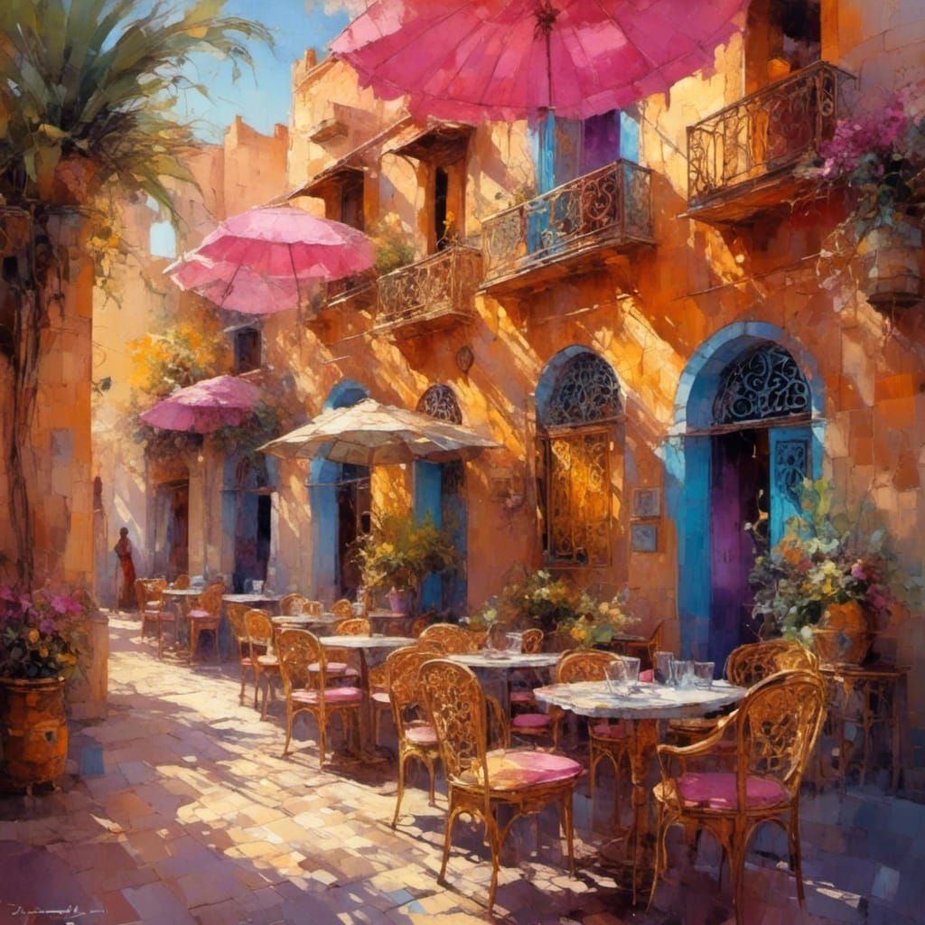 Street Cafe in Marrakech, Morocco