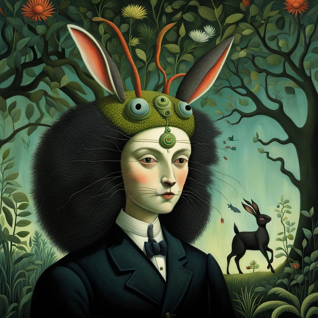 Rabbit Demon Connection in Naive Art Style