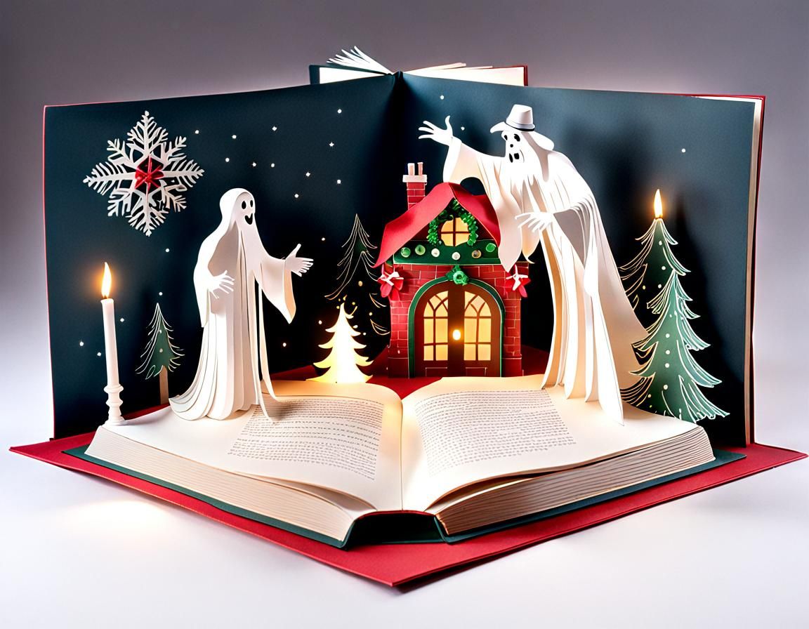 Ghost of Christmas Present Pop-Up Book Illustration