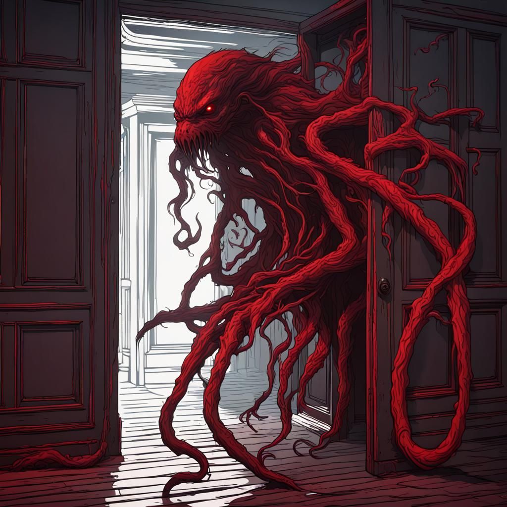 Eldritch Red and Black Monster Silhouette