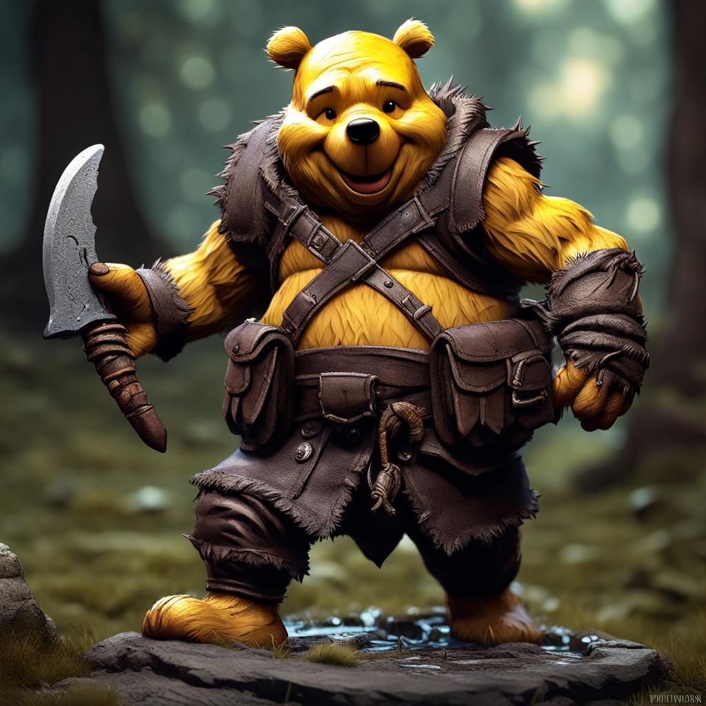 Mean Winnie the Pooh Bugbear Rogue in Dark Fantasy