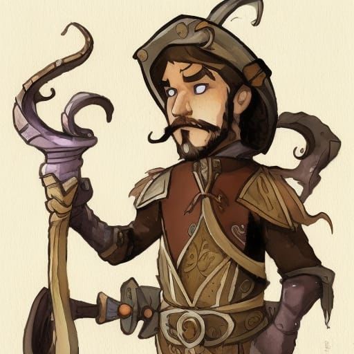 Elegant D&D Bard in Medieval Village, Watercolour Art