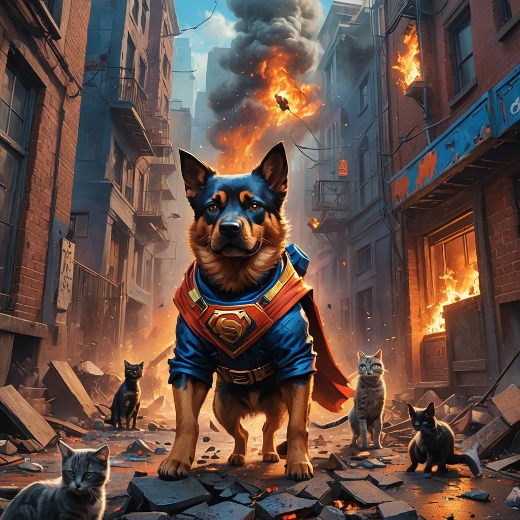 Superhero Dog Rescues Cats, Graphic Novel Art