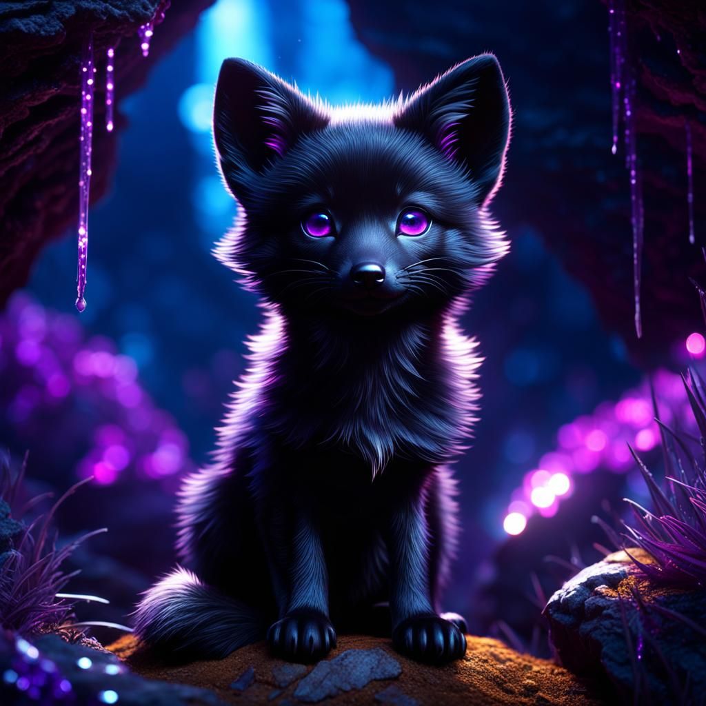 Glowing Purple Eyed Fox Pup in 3D Animation