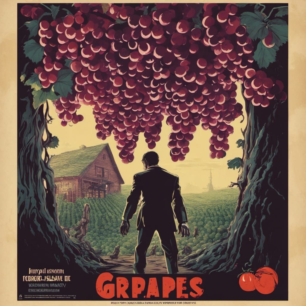 Grapes Enslave Humanity in Vintage Horror Poster