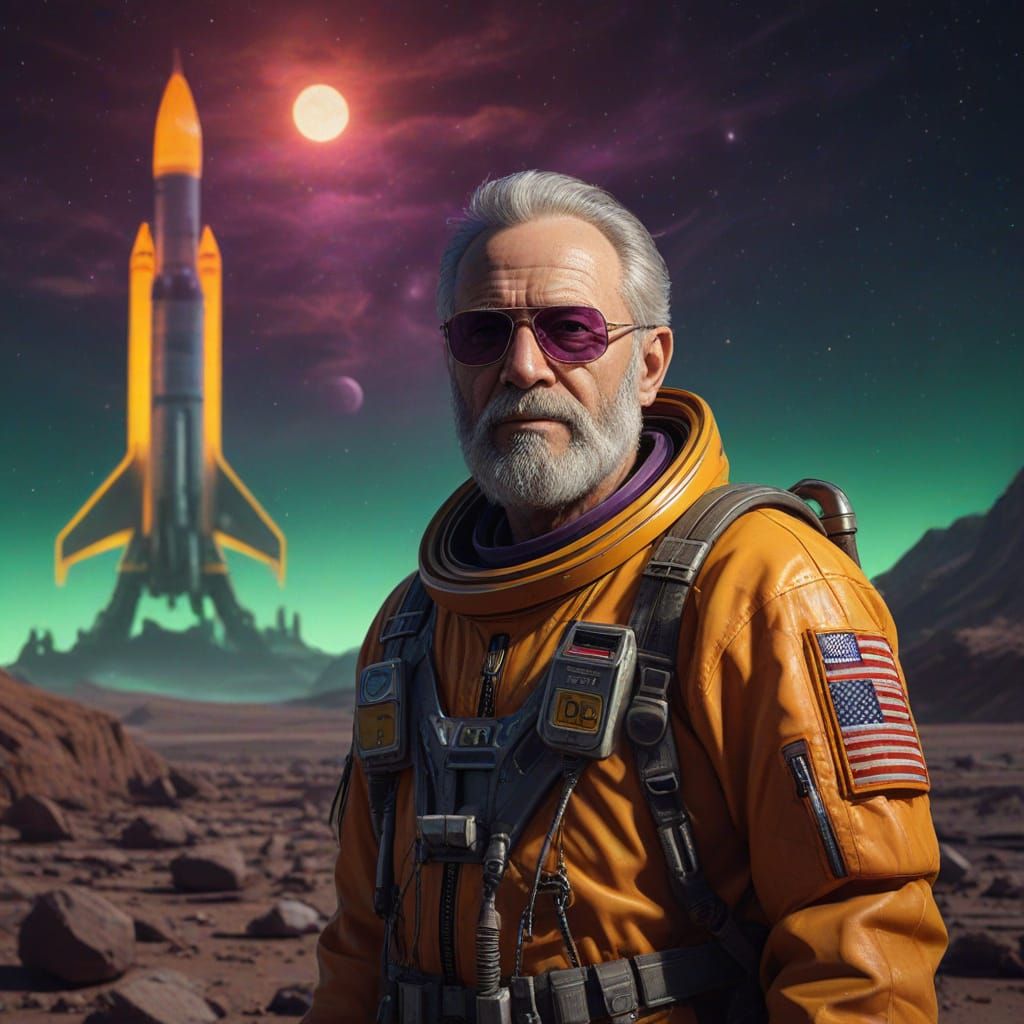 Astronaut on Alien Planet: Hyperdetailed Digital Illustratio...