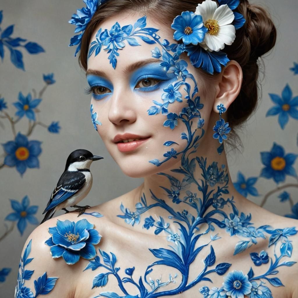 Woman as Porcelain Art in Cloisonnism Style