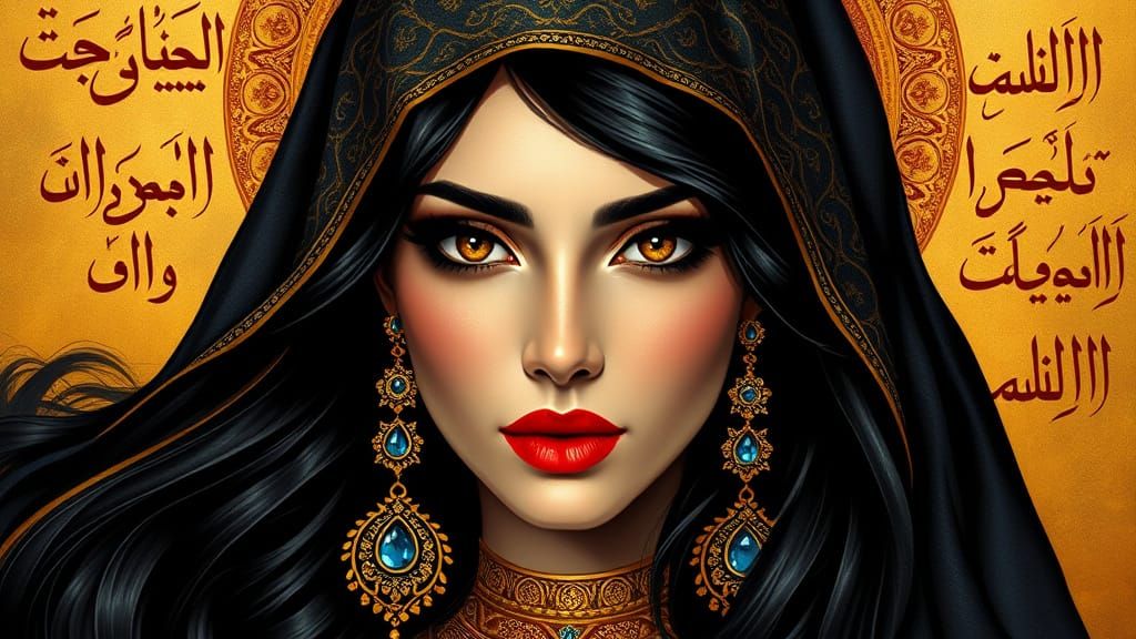Middle Eastern Goddess in Golden Splendor