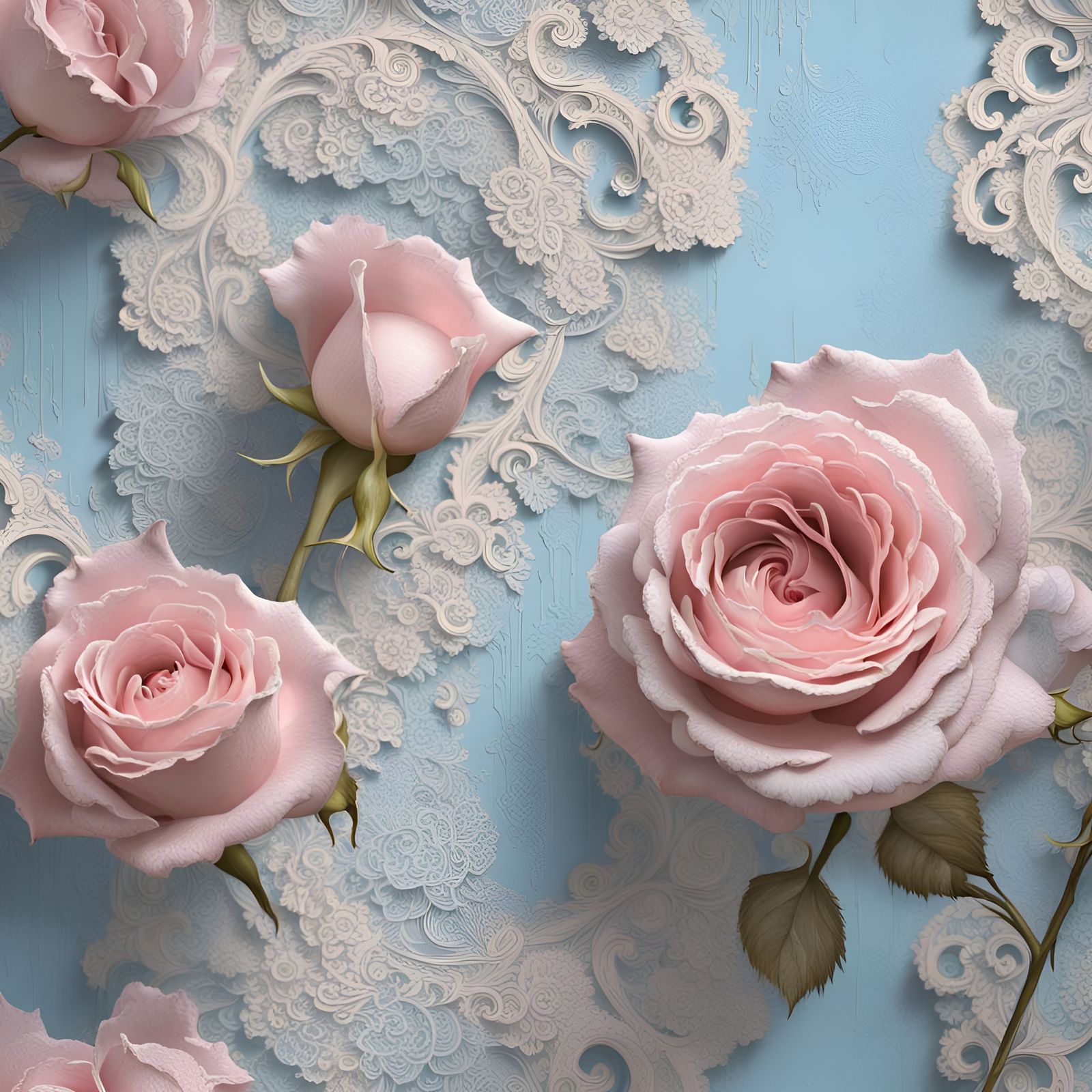 Shabby Chic Roses with Peeling Paint Texture