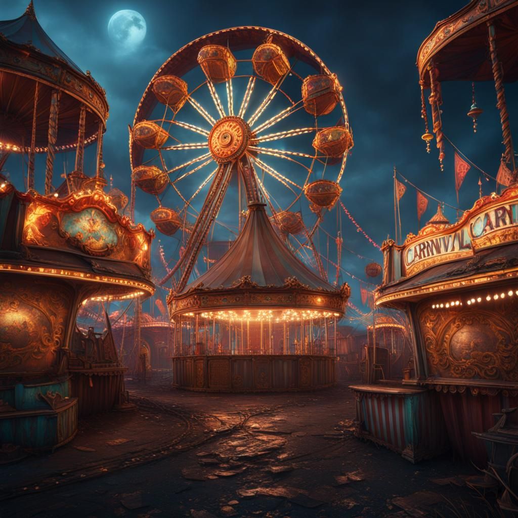 Detailed Abandoned Carnival Concept Art