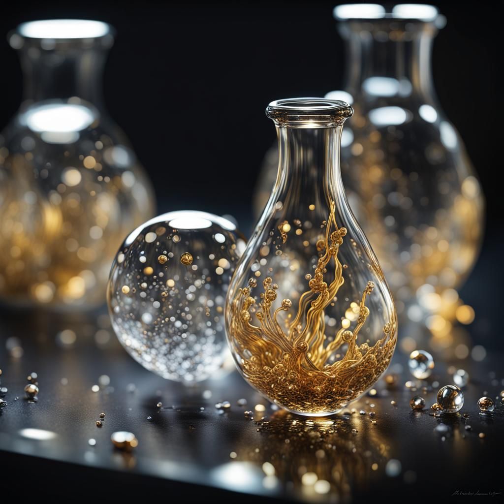 Glassblower's Masterpiece in Black, White, and Gold