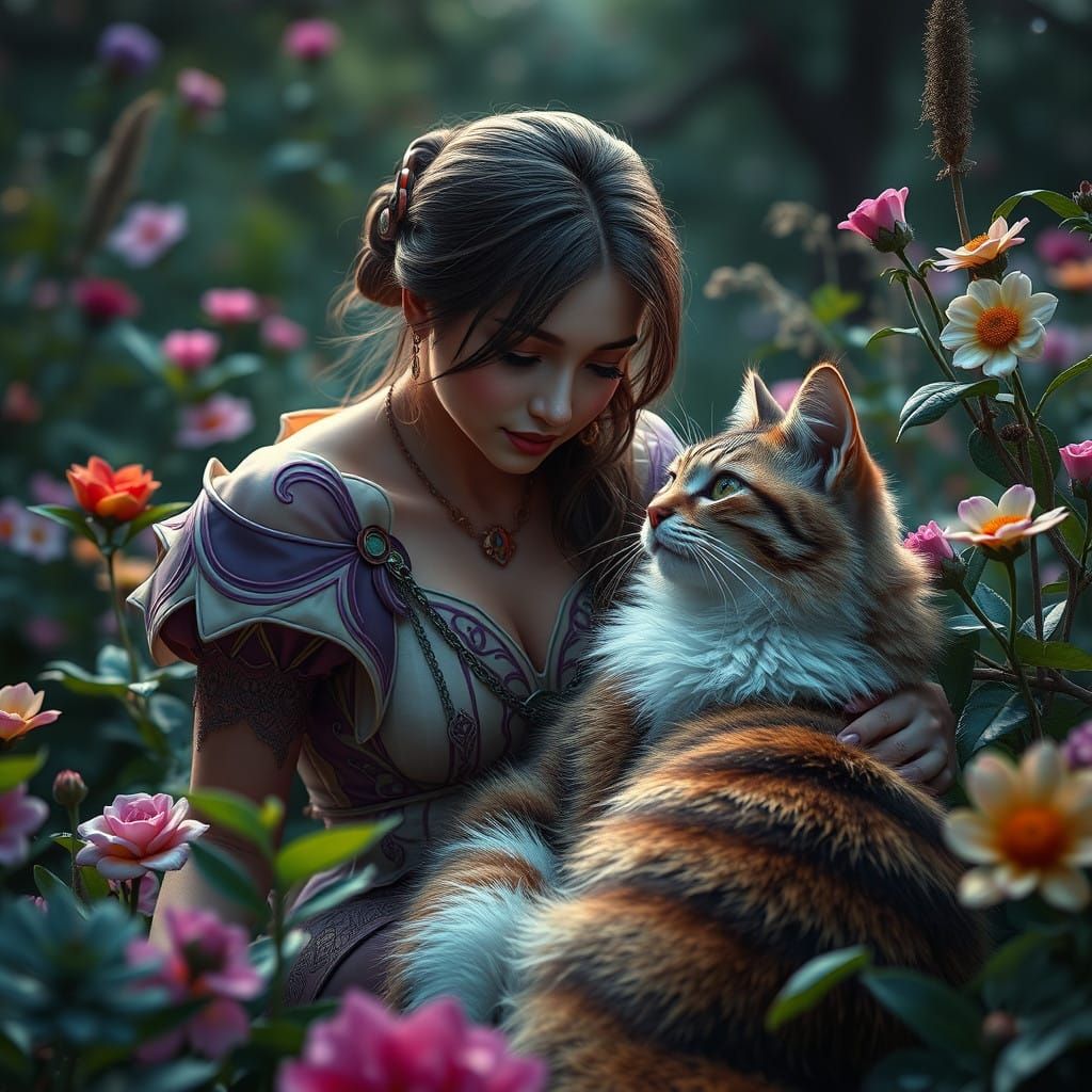 Fanciful Garden Scene in Vibrant Fantasy Style