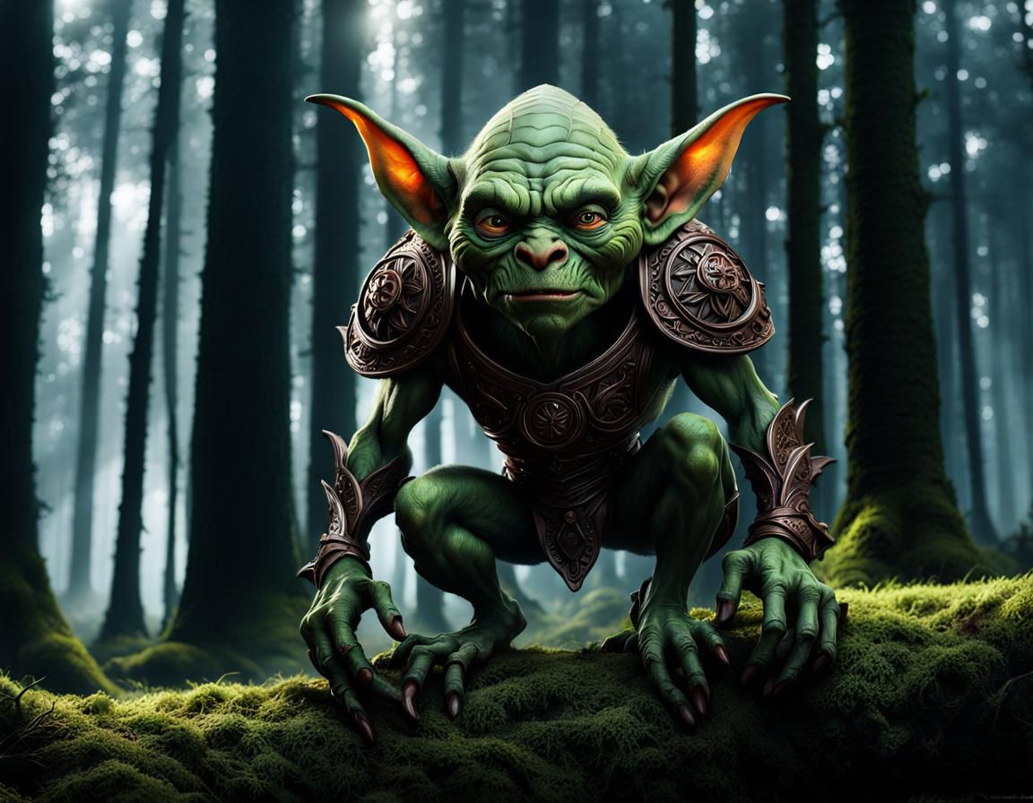 Hyperdetailed Goblin in Mystical Forest Concept Art