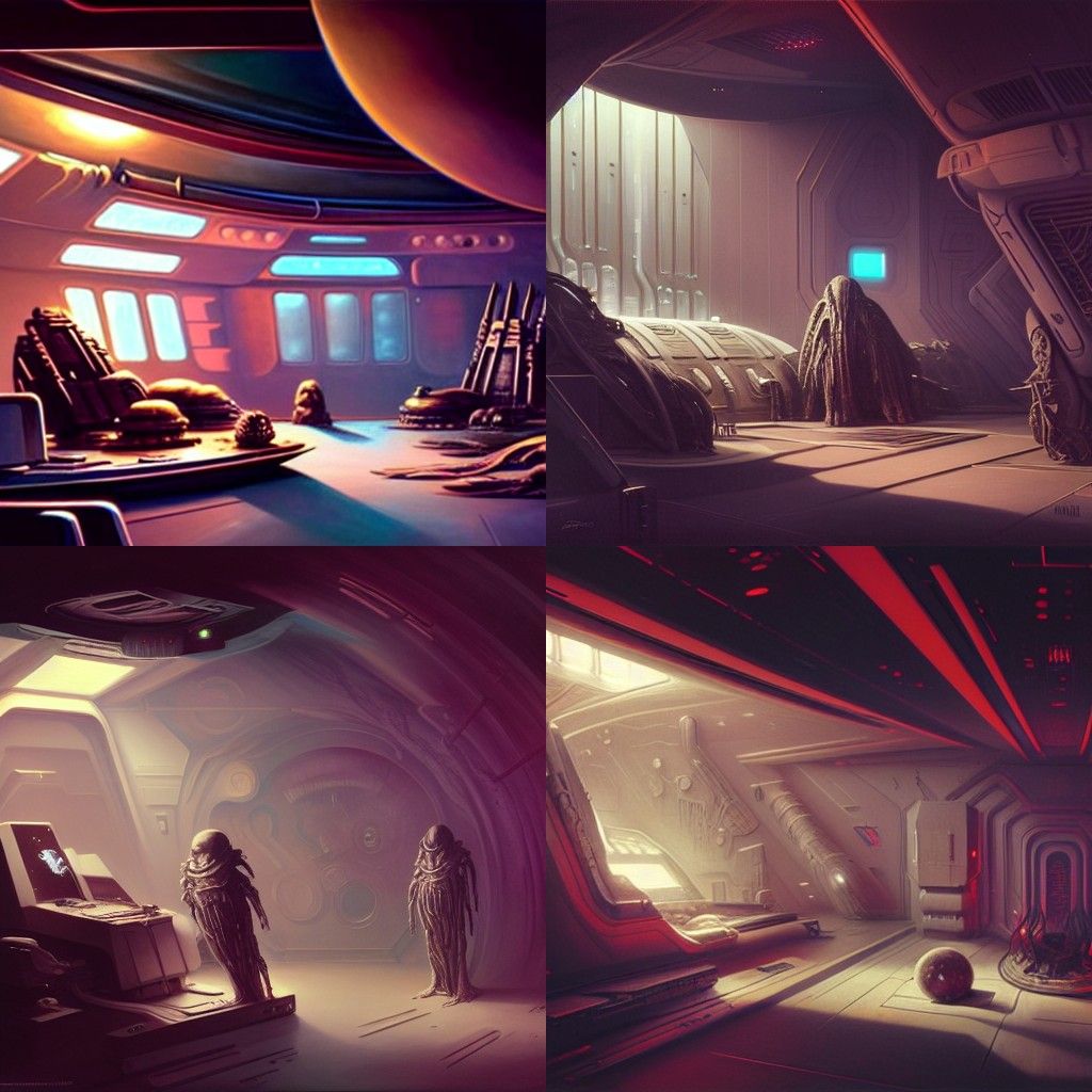 Cyberpunk Starship Interior: Hyperdetailed Digital Illustrat...