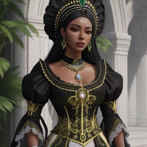 Colombian Beauty in Exotic Dress: Hyperrealistic Image