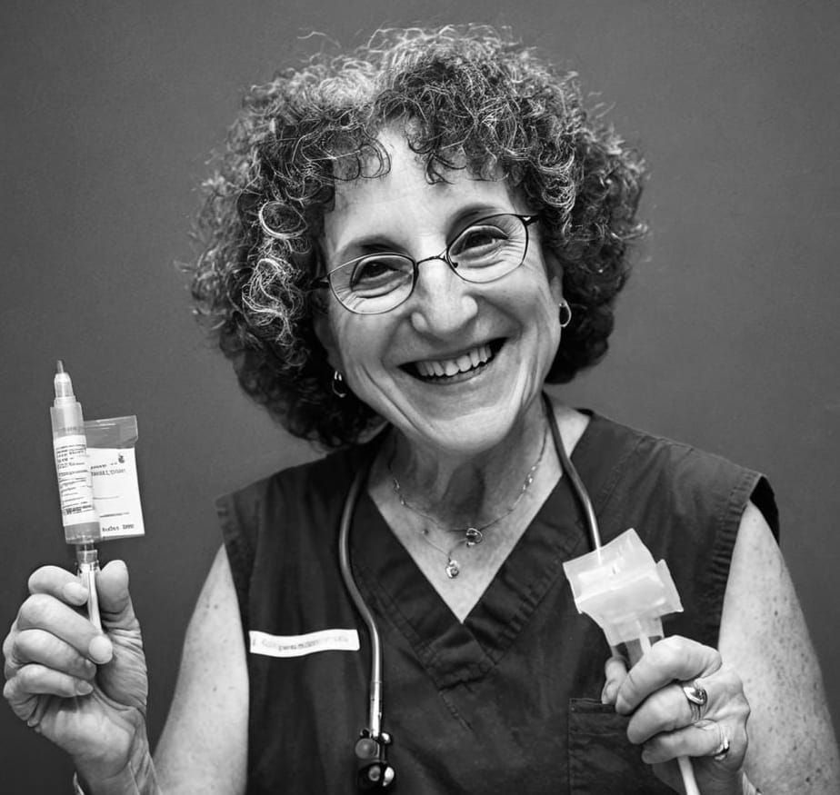 Abstract Portrait: Mature Woman with Syringe