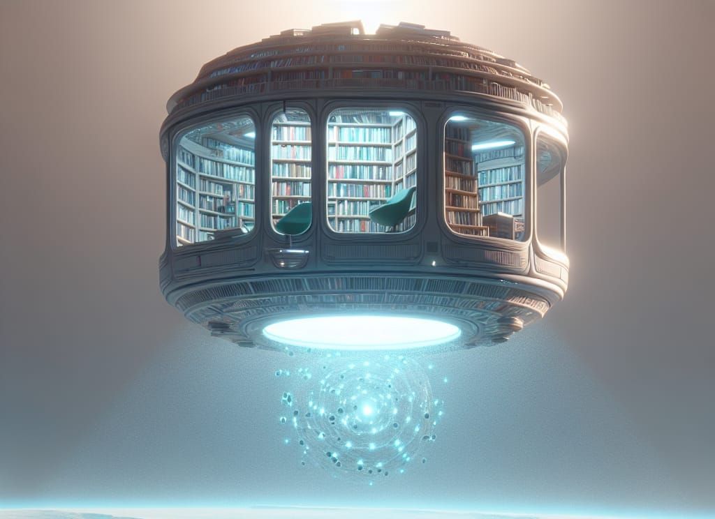 Cosy Floating Cubby in an Eternal Library Under Profoundly L...