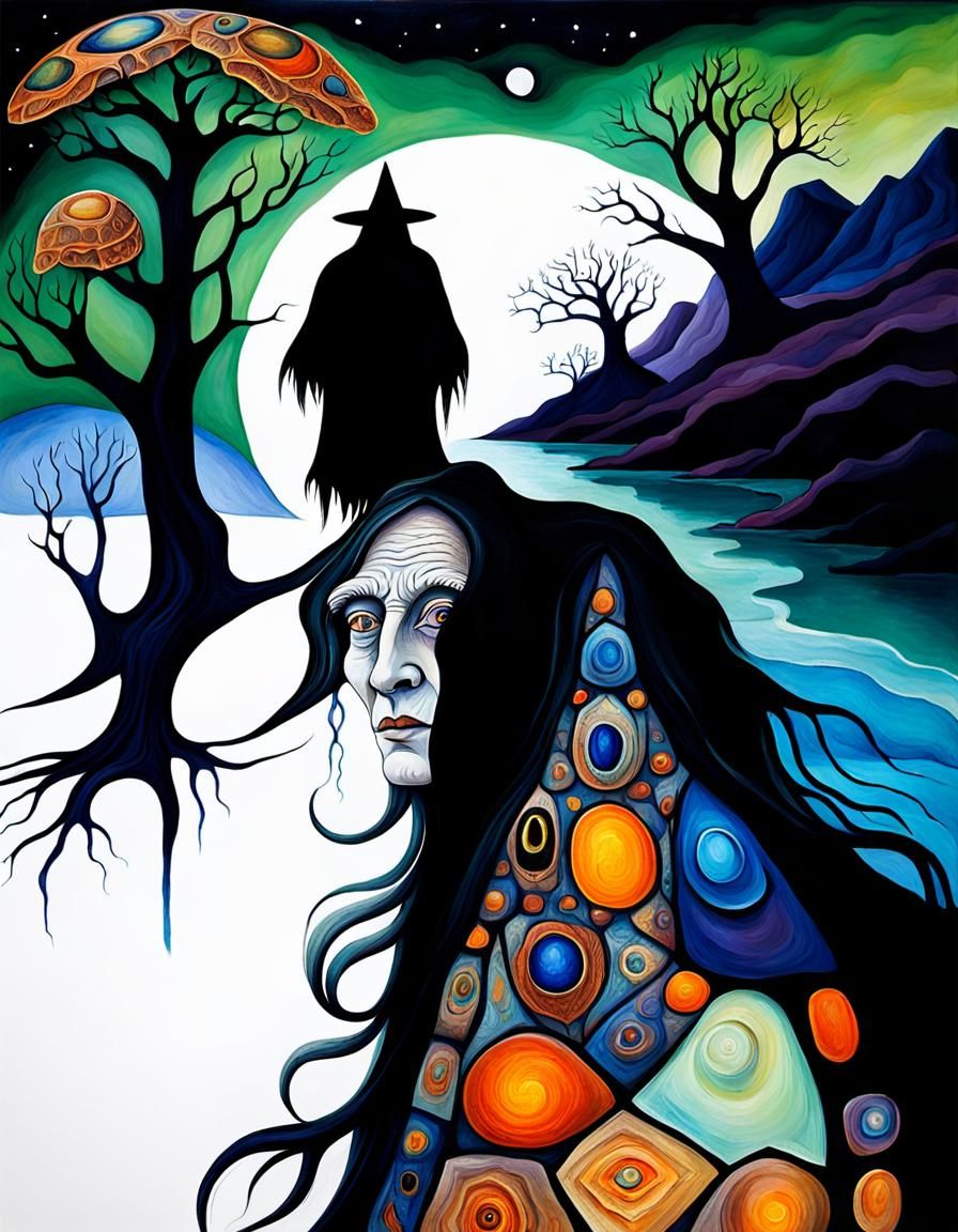 Mystical Tree Witch in Titian Fantasy Style