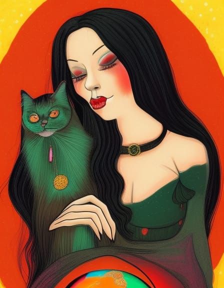 Mystical Witch Gazing into Crystal Ball