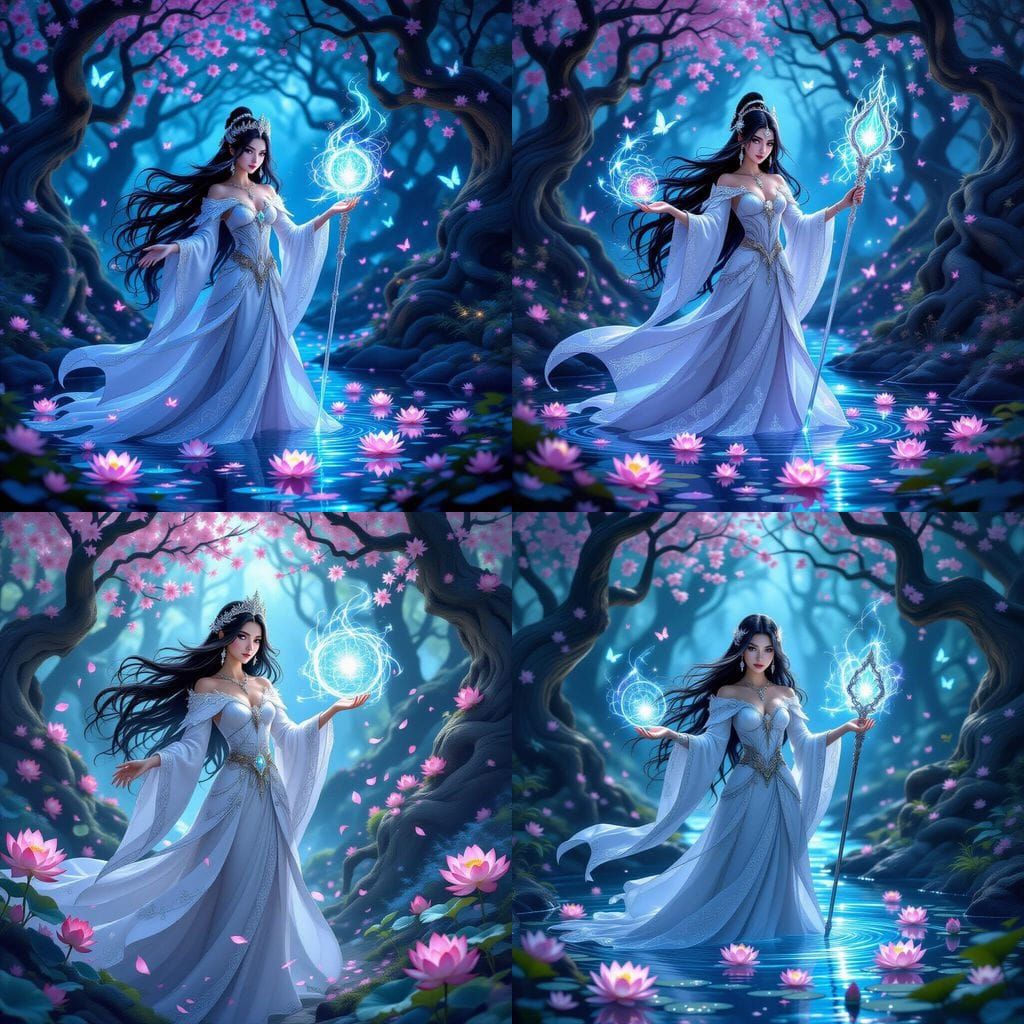 Enchantress Queen in Bioluminescent Forest