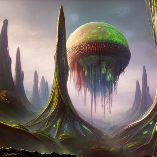 Hyperrealistic Aliens Roaming Apocalyptic Landscape