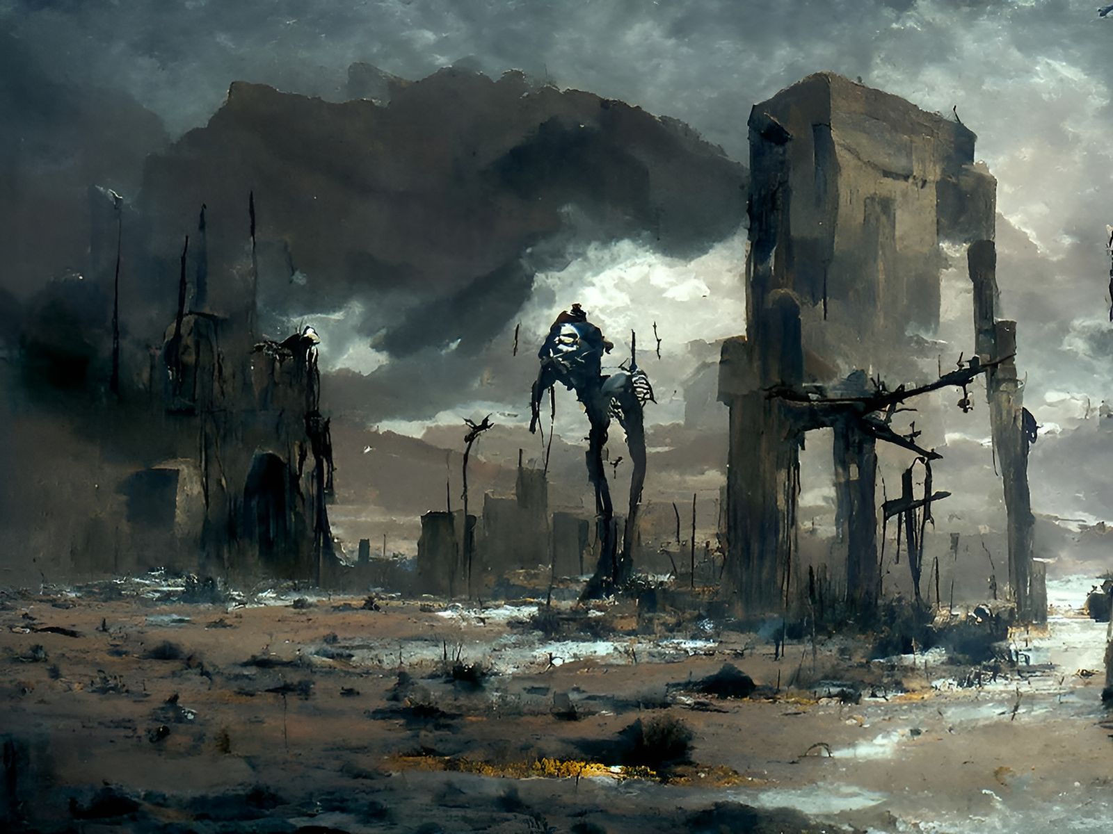Sinister Desolate Wasteland in Dark Fantasy Style