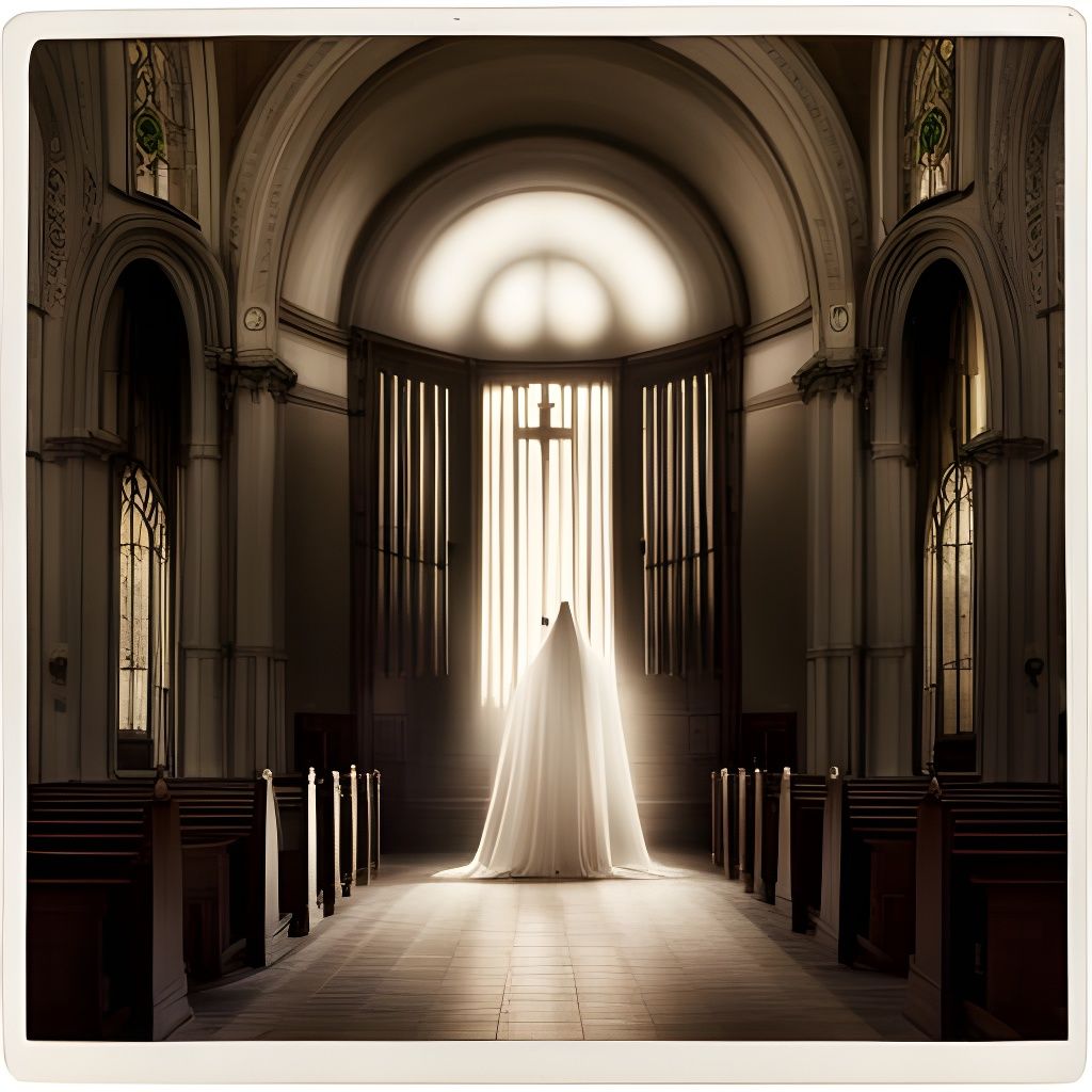 Ominous Church Ghost in Vintage Photograph Style
