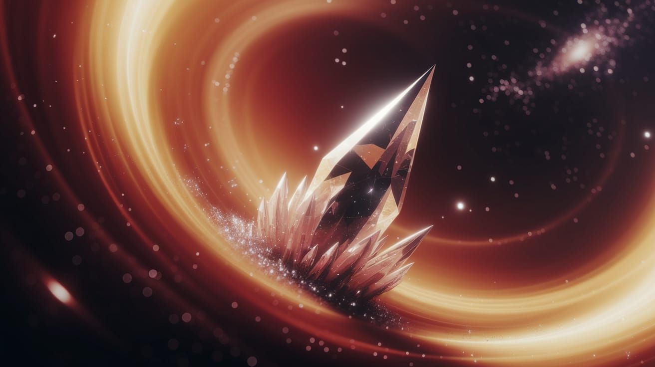 Luminous Crystal Spire in Golden Nebula