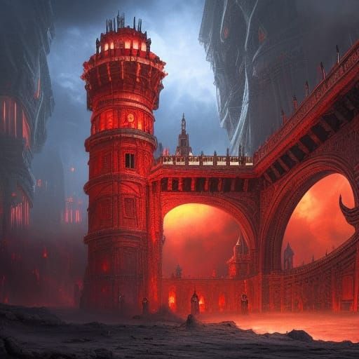 Dramatic Red Keep Interior: Digital Matte Painting