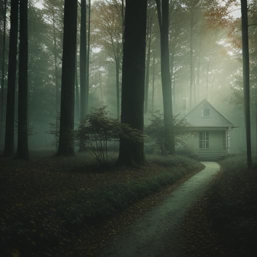 Autumnal Cottage in Forest at Golden Hour