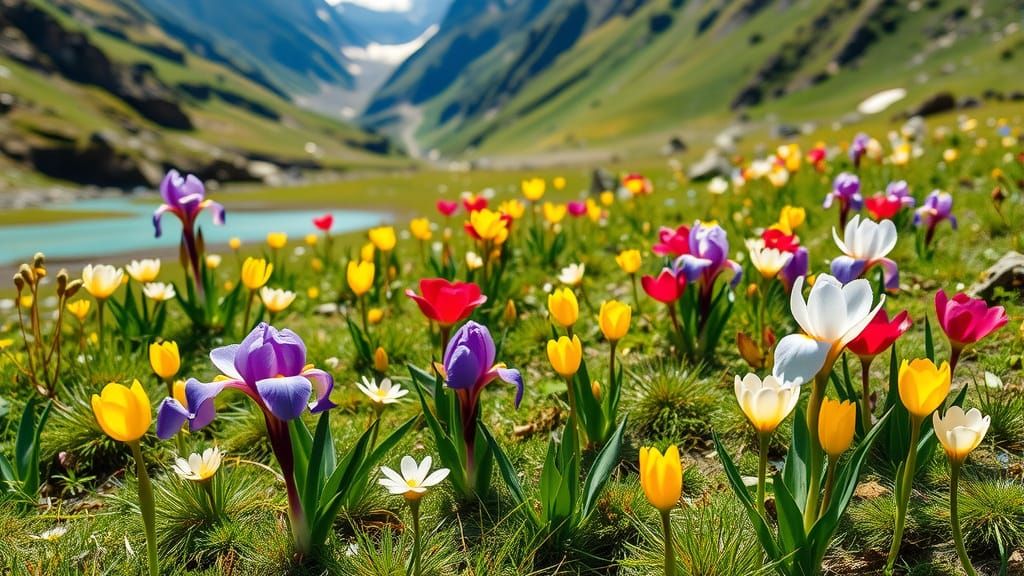 Spring Mountain Valley with Wildflower Meadow