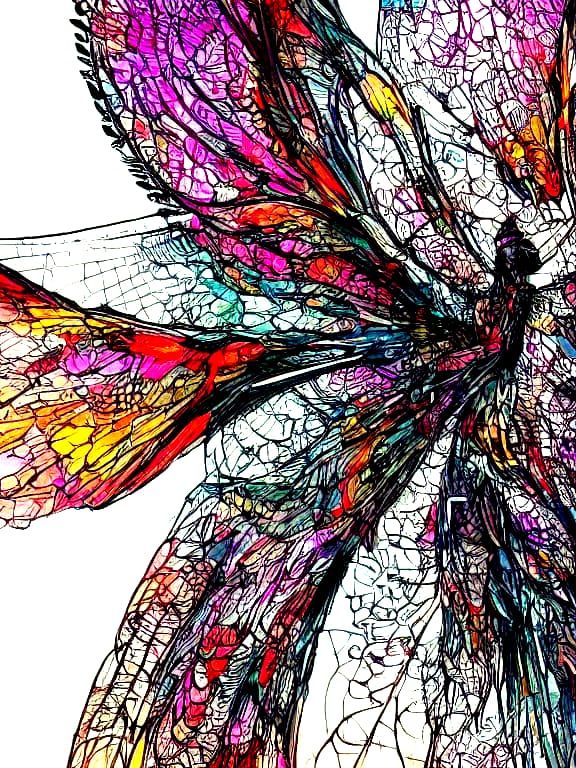 Giant Butterfly Over Sketchy Tokyo Skyline