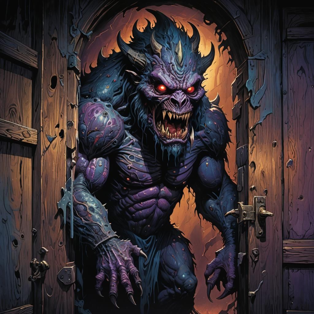 Terrifying Closet Monster Emerges: Dark Fantasy Art