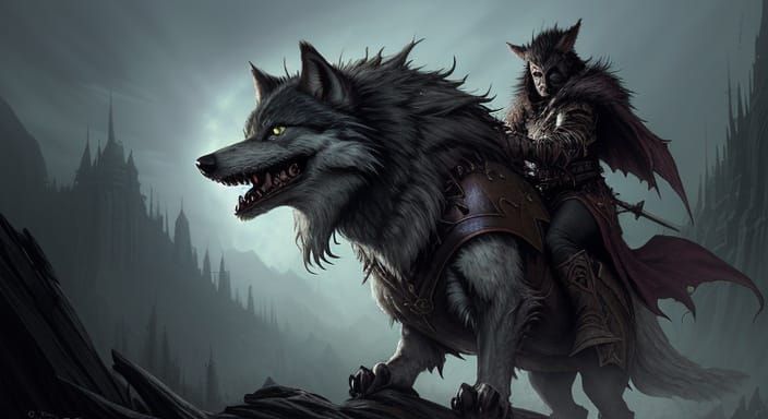 Goblin Knight Rides into Battle with Fierce Wolf Companion