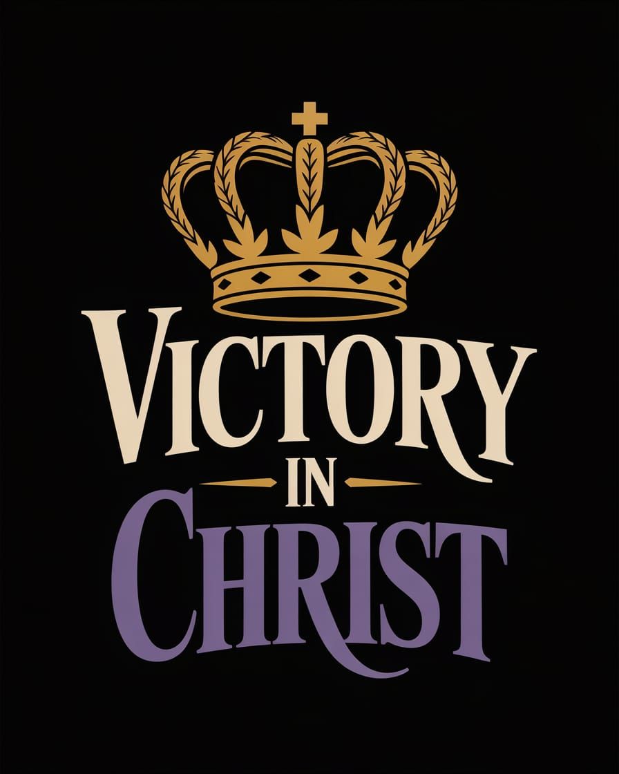Victory in Christ: Heraldic Christian T-Shirt Design