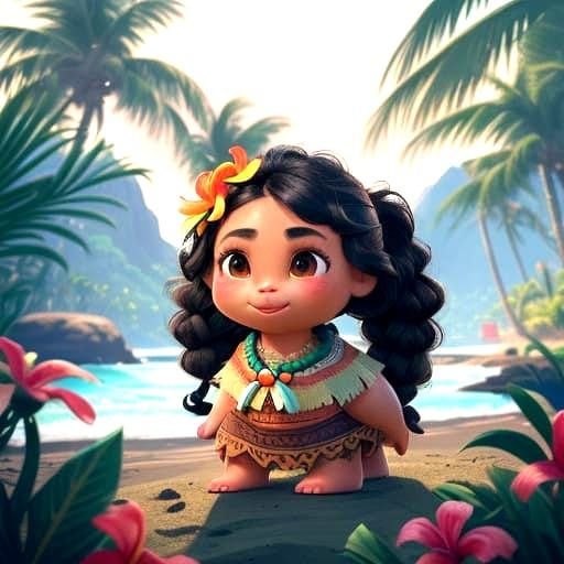 Sweet Moana Plays with Pua in Tropical Paradise